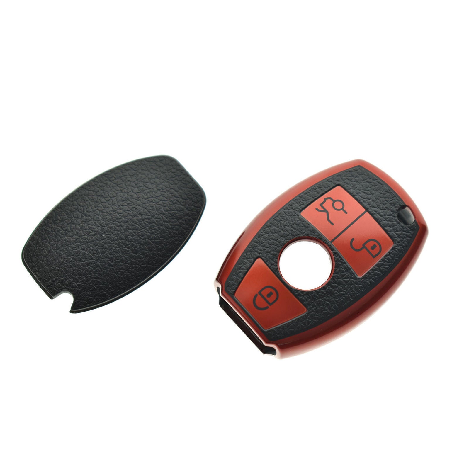 Keyless Remote Entry Key Fob Shell Cover Case TPU Leather Red for Mercedes Benz