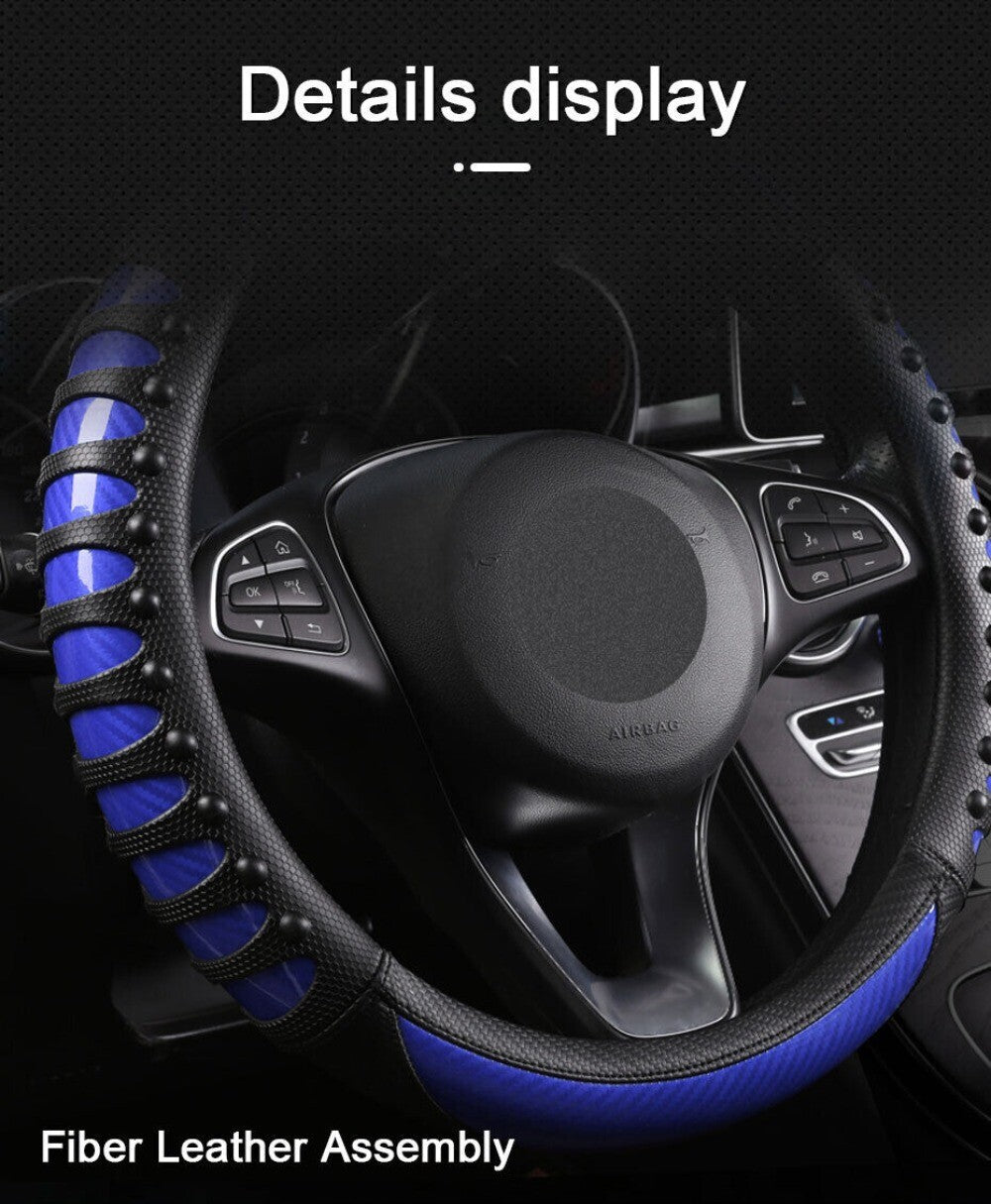 15in Car Steering Wheel Leather Cover Protector Non-slip Accessories Hot Blue n