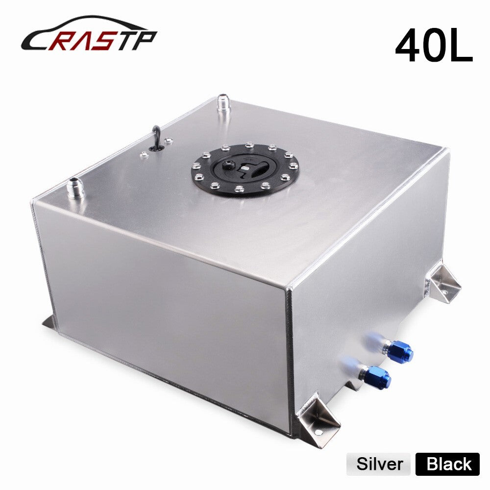 Silver 10Gallon/40L Drifting Fuel Cell Gas +Tank Level Sender Coated Aluminum Q