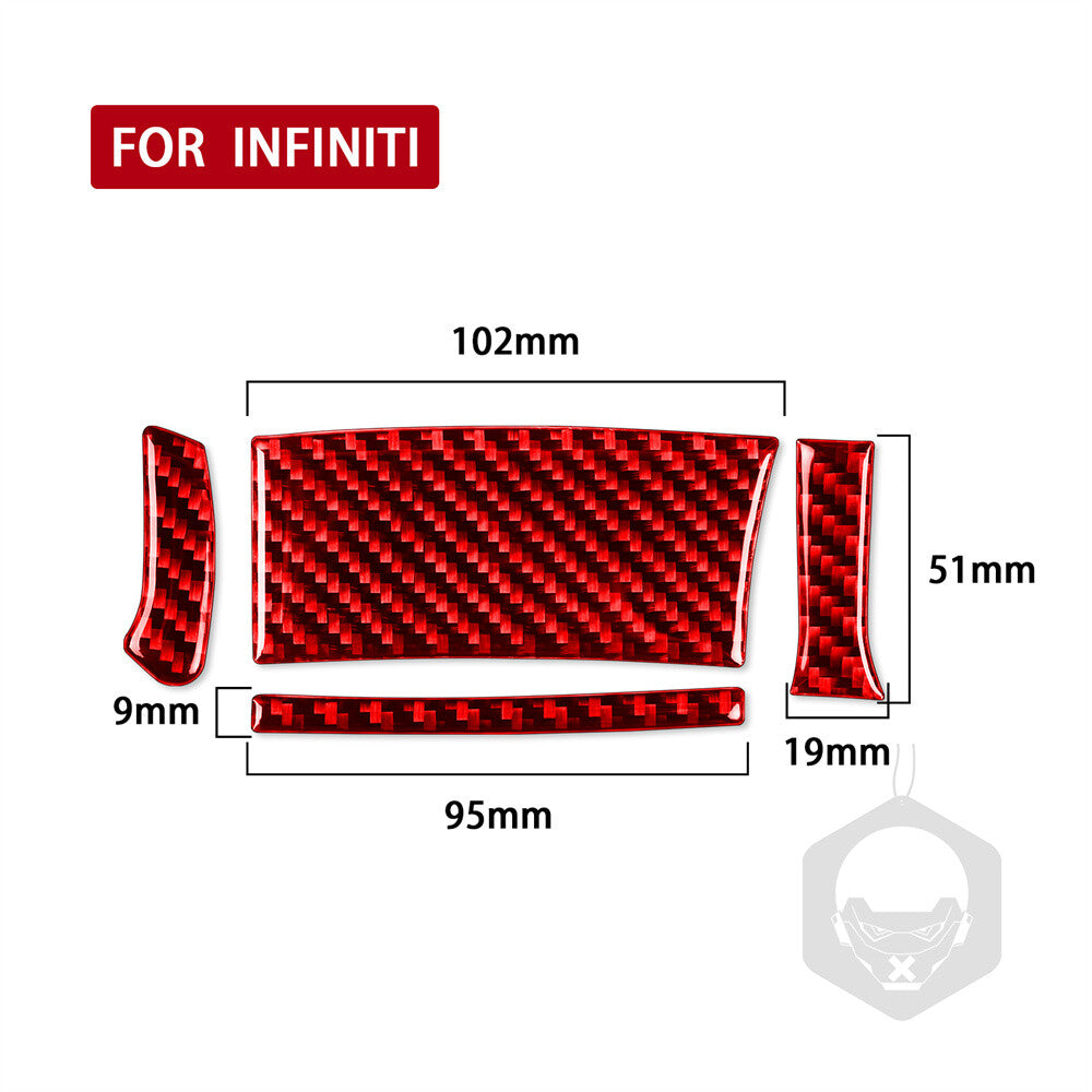 4¡ÁRed Carbon Fiber Steering Wheel Button Left Side Trim for Infiniti G37 2010-13