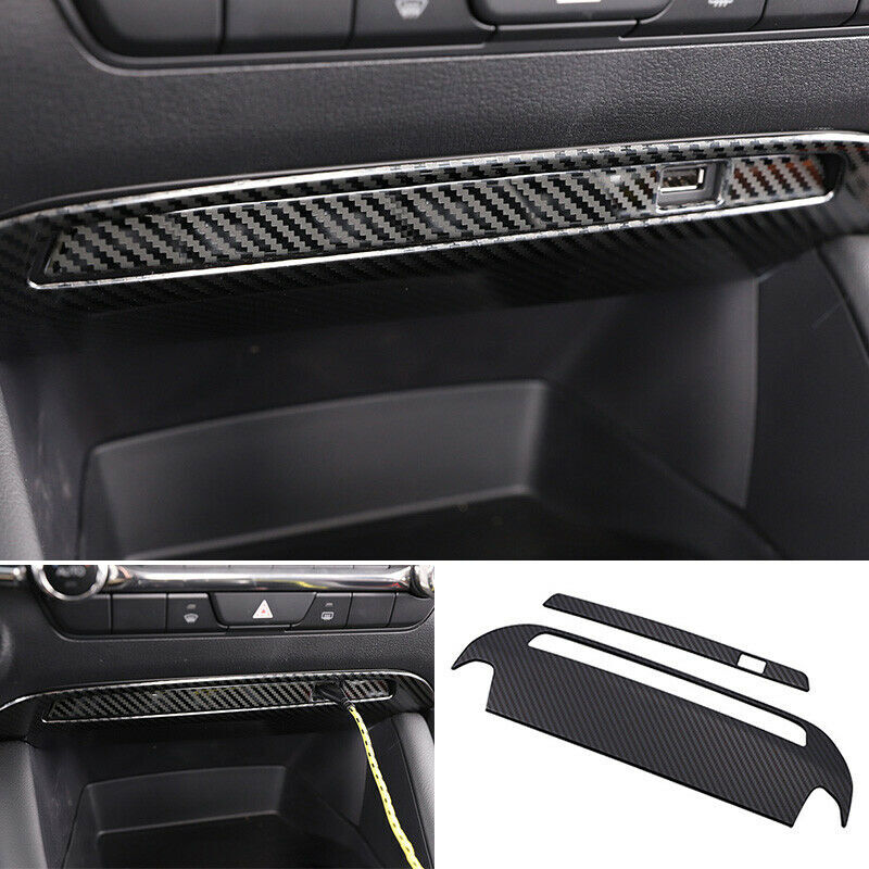 for Mazda 3 Axela 2019-2022 Carbon Fiber Dashboard Console USB Panel Trim Covers