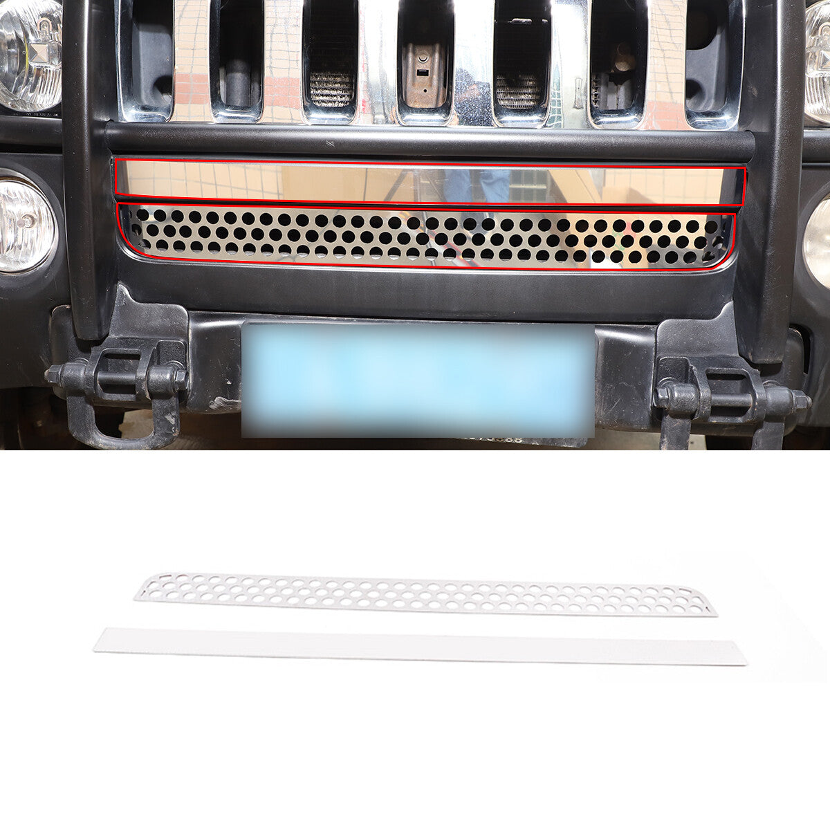2-Piece Stainless Steel Grille Front Accent Panel Trim for Hummer H3 05-2009
