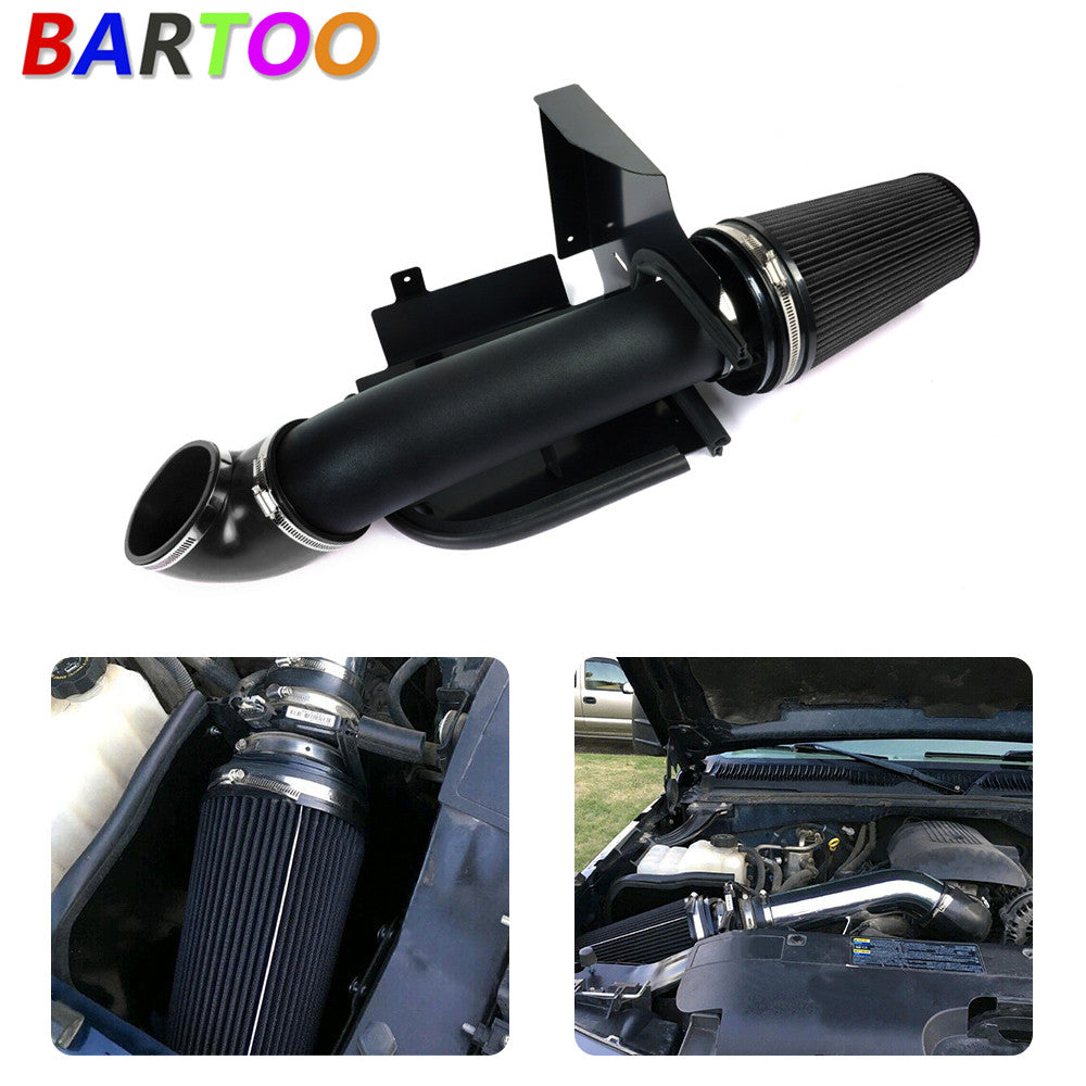 Air Intake System +Heat Shield for 99-06 V8 4.8L/5.3L/6.0L Black Q