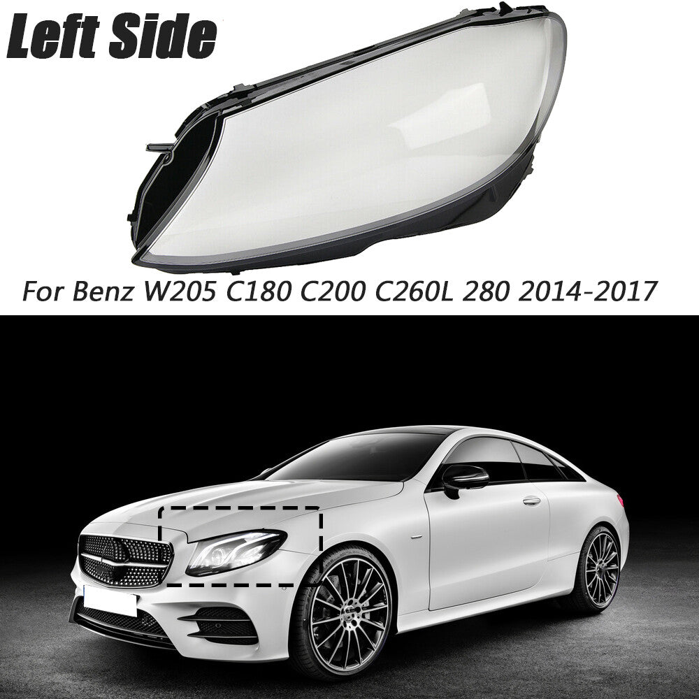 Driver's headlight lens cover suitable for Mercedes-Benz W205, C180, C200, C260L/280/300 (2014-2017)