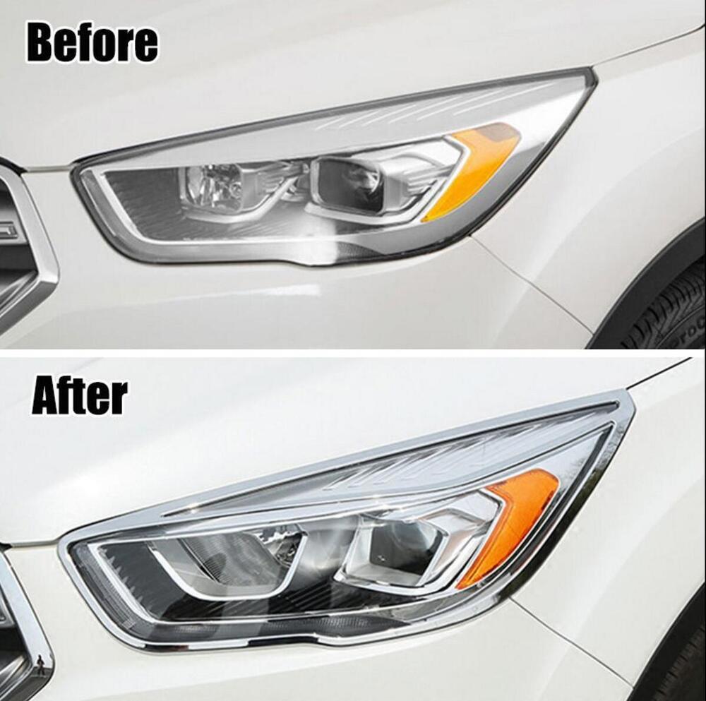 Chrome Front Rear Headlight Tail Light Cover Trim 6PCS For 2017-2019 Escape n