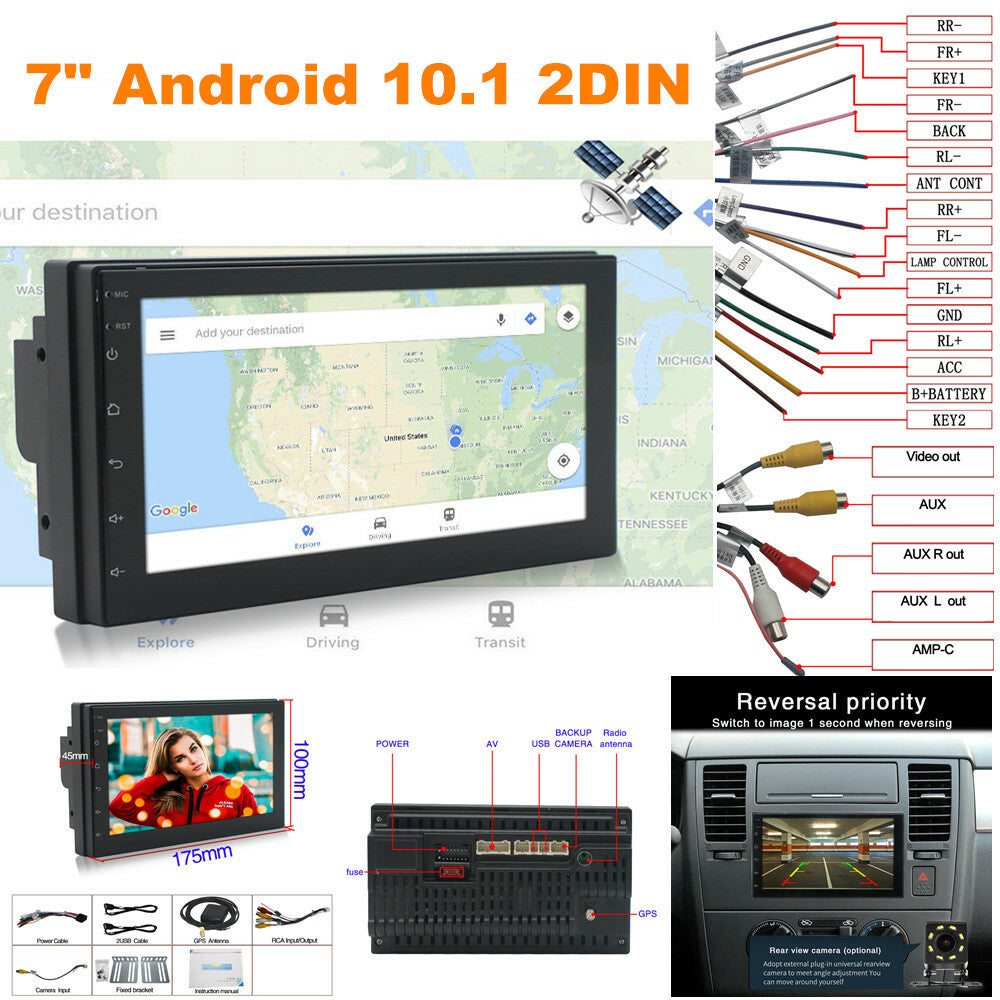 7-inch Android 10.1 2DIN Car MP5 Player, Stereo Radio, GPS Navigation, WiFi, Mirror Link - n