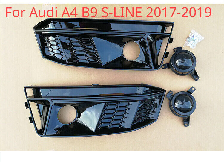 Front Bumper Grille Fog Light Lamp Cover Grilles for Audi for A4 B9 S-LINE 2017-2019 Q