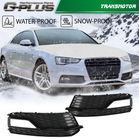 Suitable for 13-16 for Audi A5 S S5 front bumper fog lamp grille cover decoration black - v