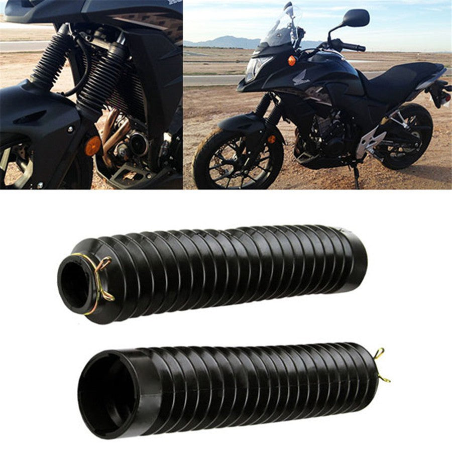 2x Rubber Motorcycle Front Fork Gaiters Boot Protector Cover Seal Black US Stock Q