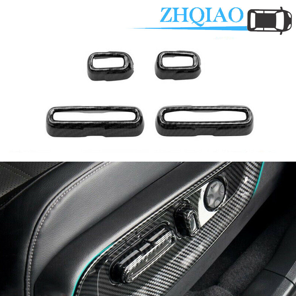 4pcs Carbon Fiber ABS Interior for Seat Adjustment Cover Trim Fits for Honda Accord 2018
