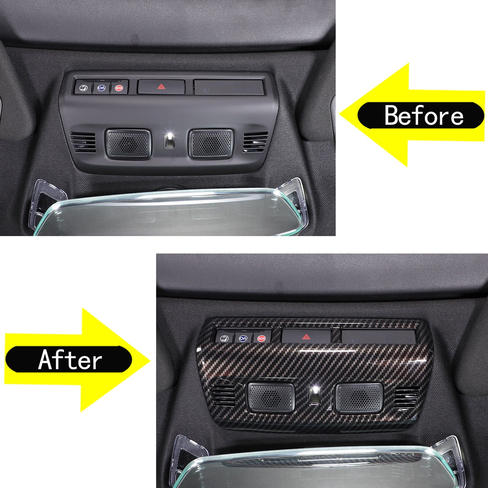 Carbon fiber ABS roof reading light control cover trim for Corvette C8 2020 - 2023 n