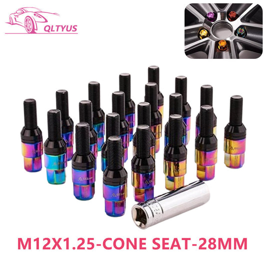 20 28mm M12x1.25 Wheel Lug Bolt Cone for Seat Stud for Jeep for Chrysler for Dodge colorful