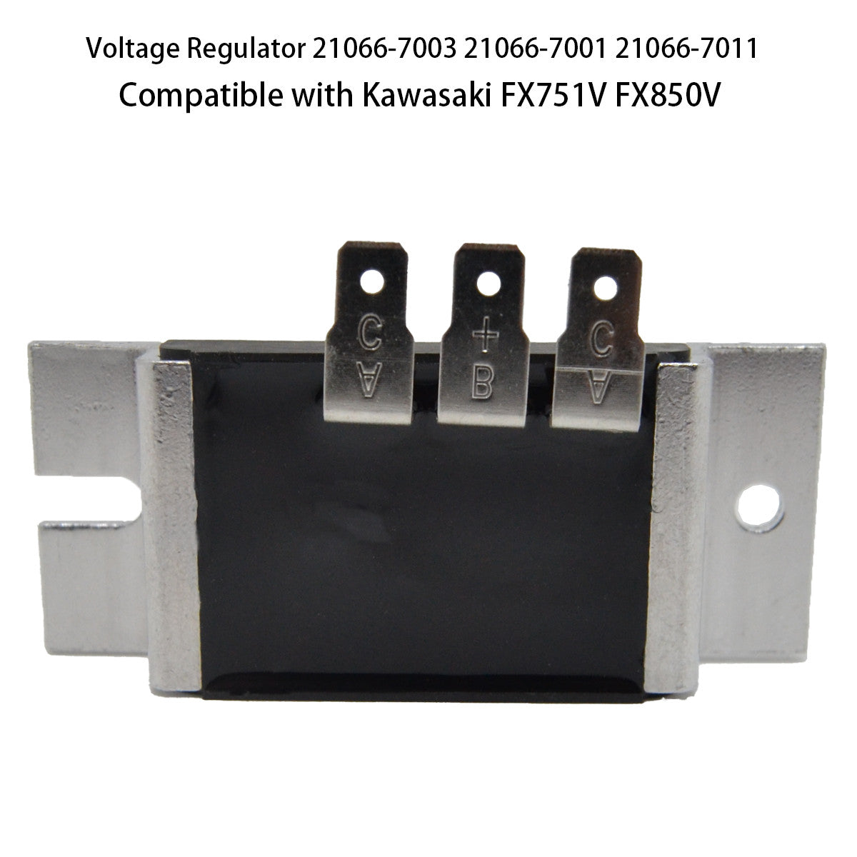 Voltage regulators 2166-7003 and 21066-7001 are compatible with for Kawasaki FX751V and FX850V. Q
