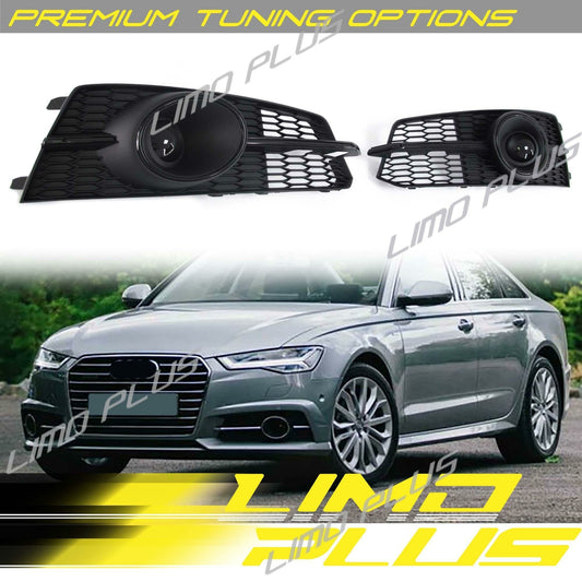 Front Lower Fog Light Grille Grill for for Audi A6 C7 Sedan S line 16-18 with ACC v