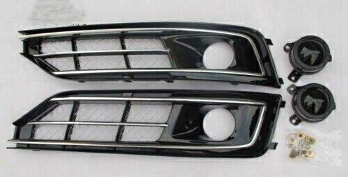 A pair of black front bumper fog light grille covers for 2015-2017 for Audi for A8 D5. Q