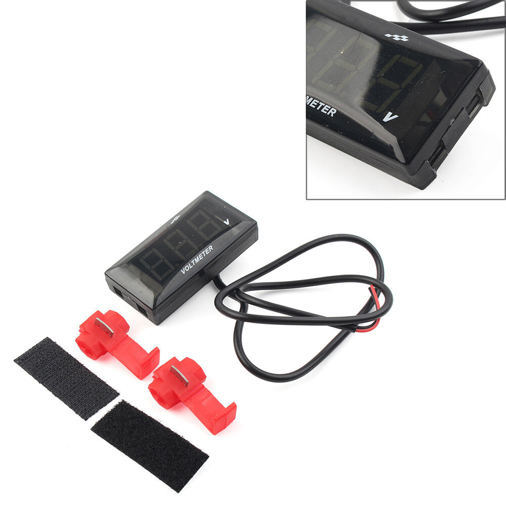 Green 12V Motorcycle Digital LED Display Voltmeter Voltage Gauge Panel Meter Q