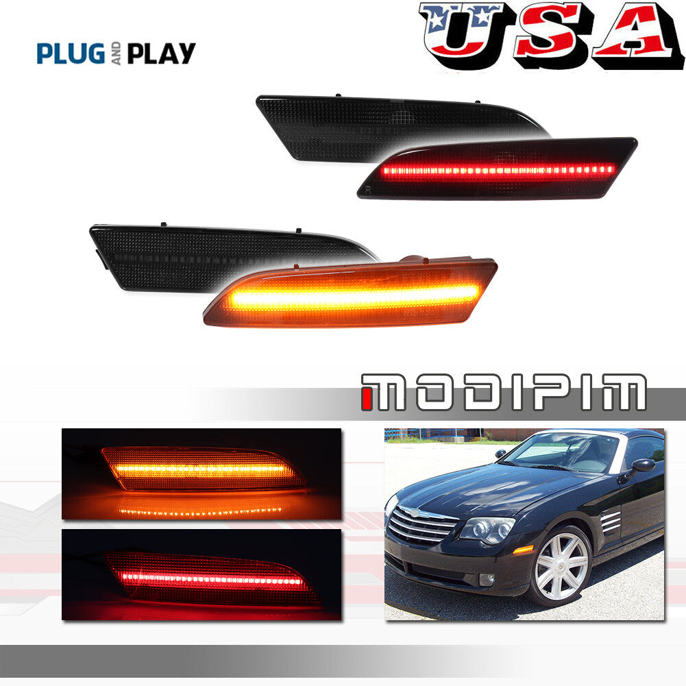 For 04-08 for for CHRysler Crossfire Smoked Lens Side Marker Light LED Kit, Front + Rear - v