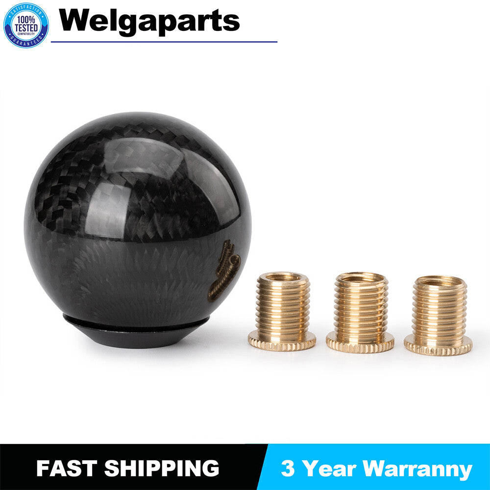 Universal Real Carbon Fiber Round Ball Shape Car Gear Shift Knob Shifter Lever