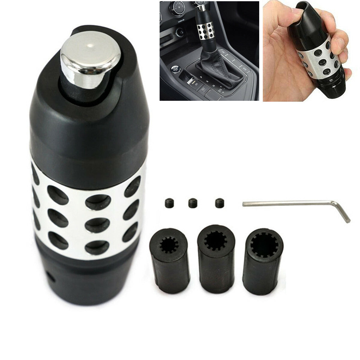 CNC Accessory Automatic Car Gear Stick Shift Knob Shifter Lever Cover w/Button