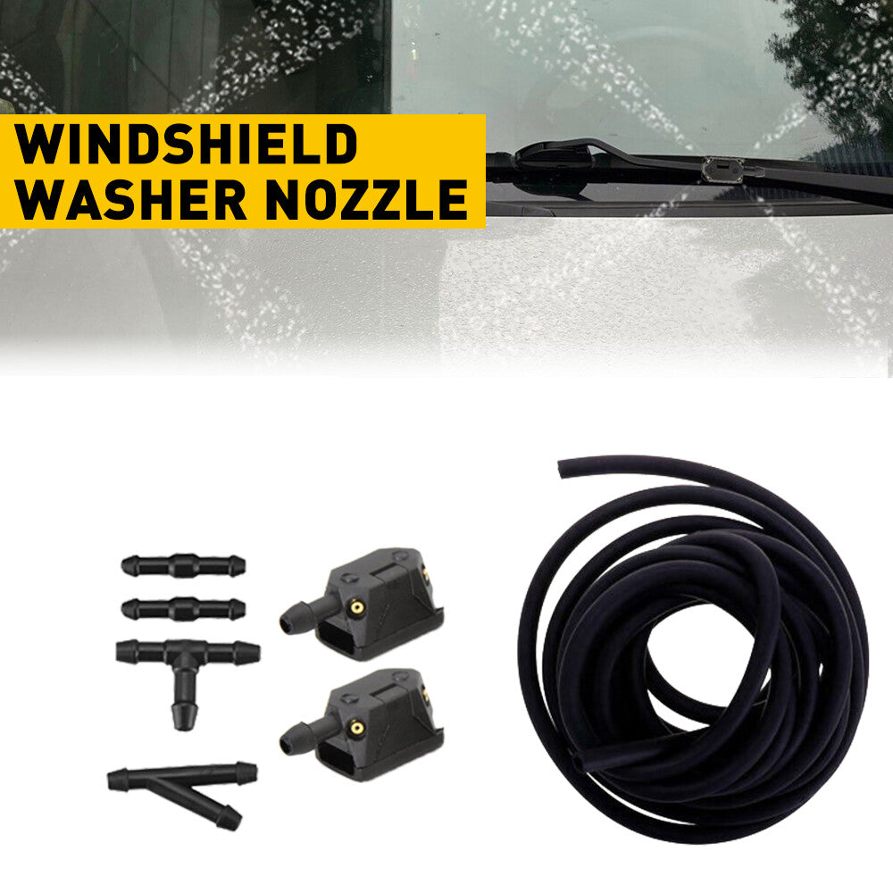 Front Windshield Spray Nozzles Wiper Washer Jet Fluid Hose With Connectors Black Q
