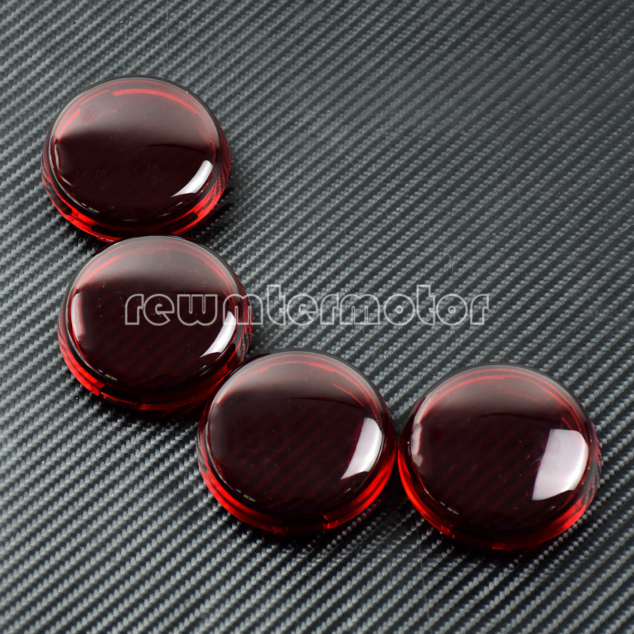 4x Turn Signals Light Red Lens Cover +Bulb Fit for Harley Dyna Softail Sportster Q