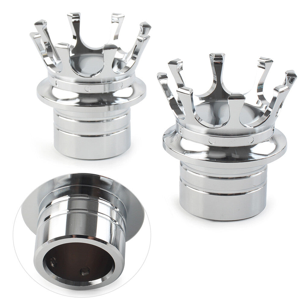 Crown Front Axle Nut Cover Pair for Harley Softail Sportster Road King Chrome