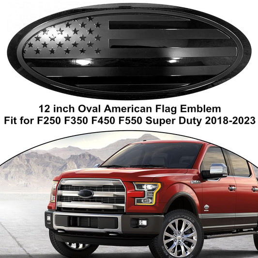 12-inch American flag front grille oval badge suitable for 18-23 , F-350, and F-550. n