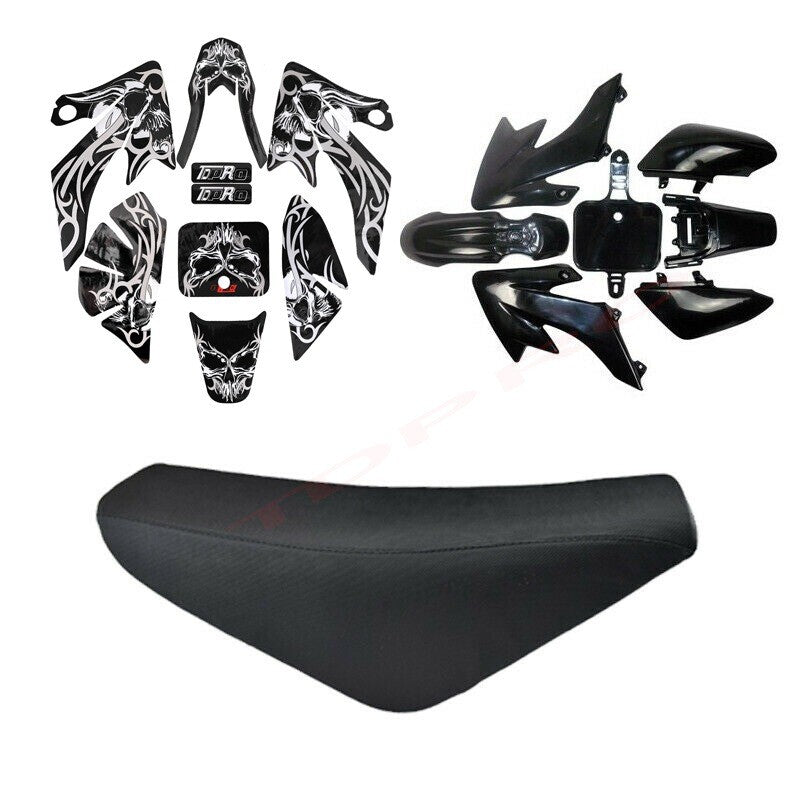 Black Plastics Sticker Kit Tall for Seat Fo for Honda CRF50 Pit Dirt Bike 90cc 110cc 125