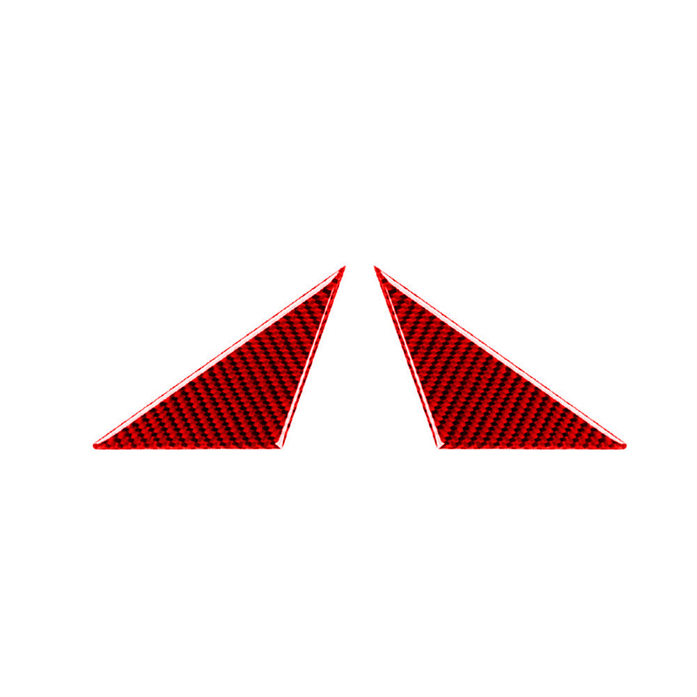 2Pcs Red Carbon Fiber A-Pillar Triangle Cover Trim for Porsche Taycan 2019-2022