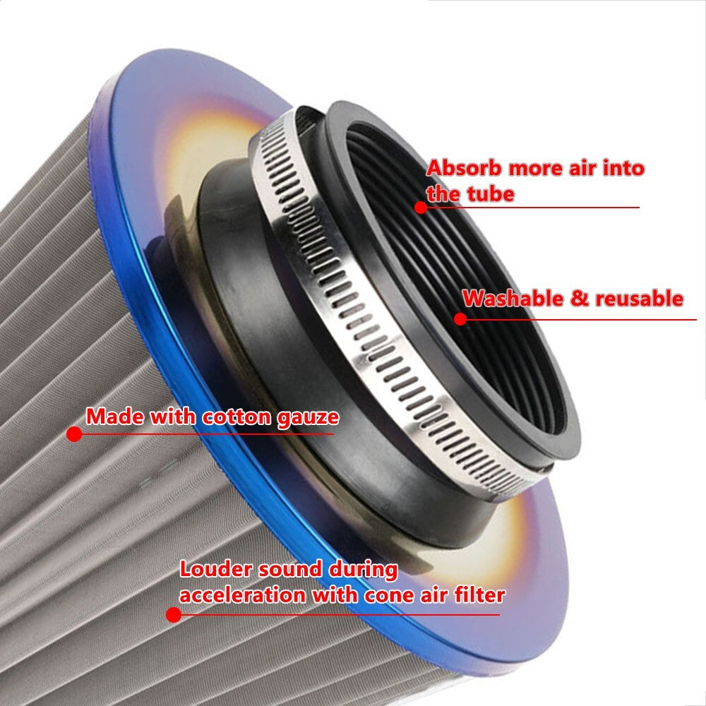 Universal High Flow Inlet Cold Air Intake Cone Replacement Dry Air Filter 376mm