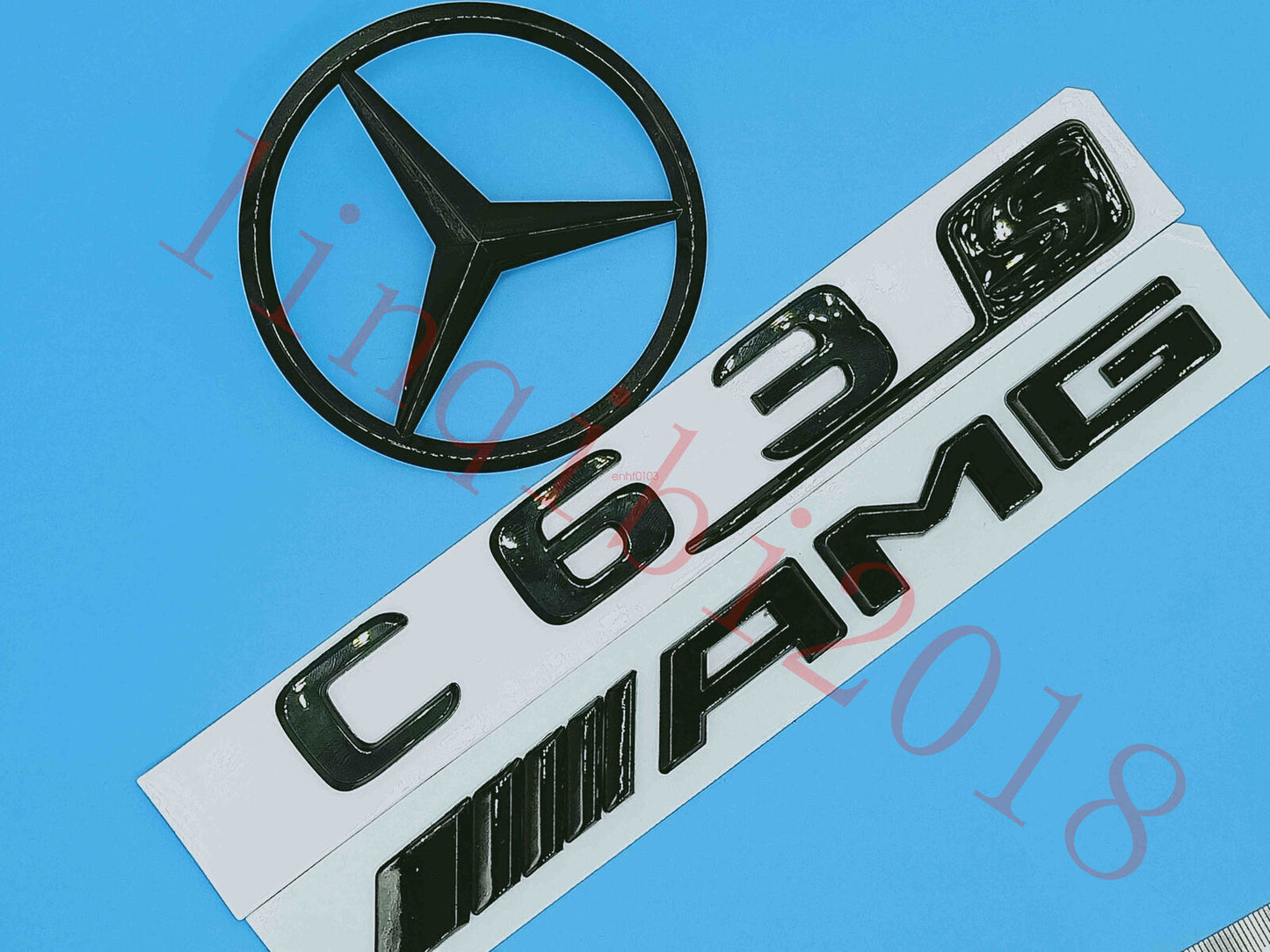 Gloss Black C63S AMG Trunk Logo Sticker Decal Emblem Badge Package for C63S