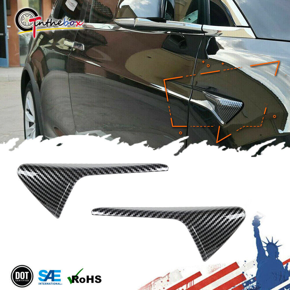 carbon fiber side fender camera vent cover trim for Model 3 SX 18-20- n