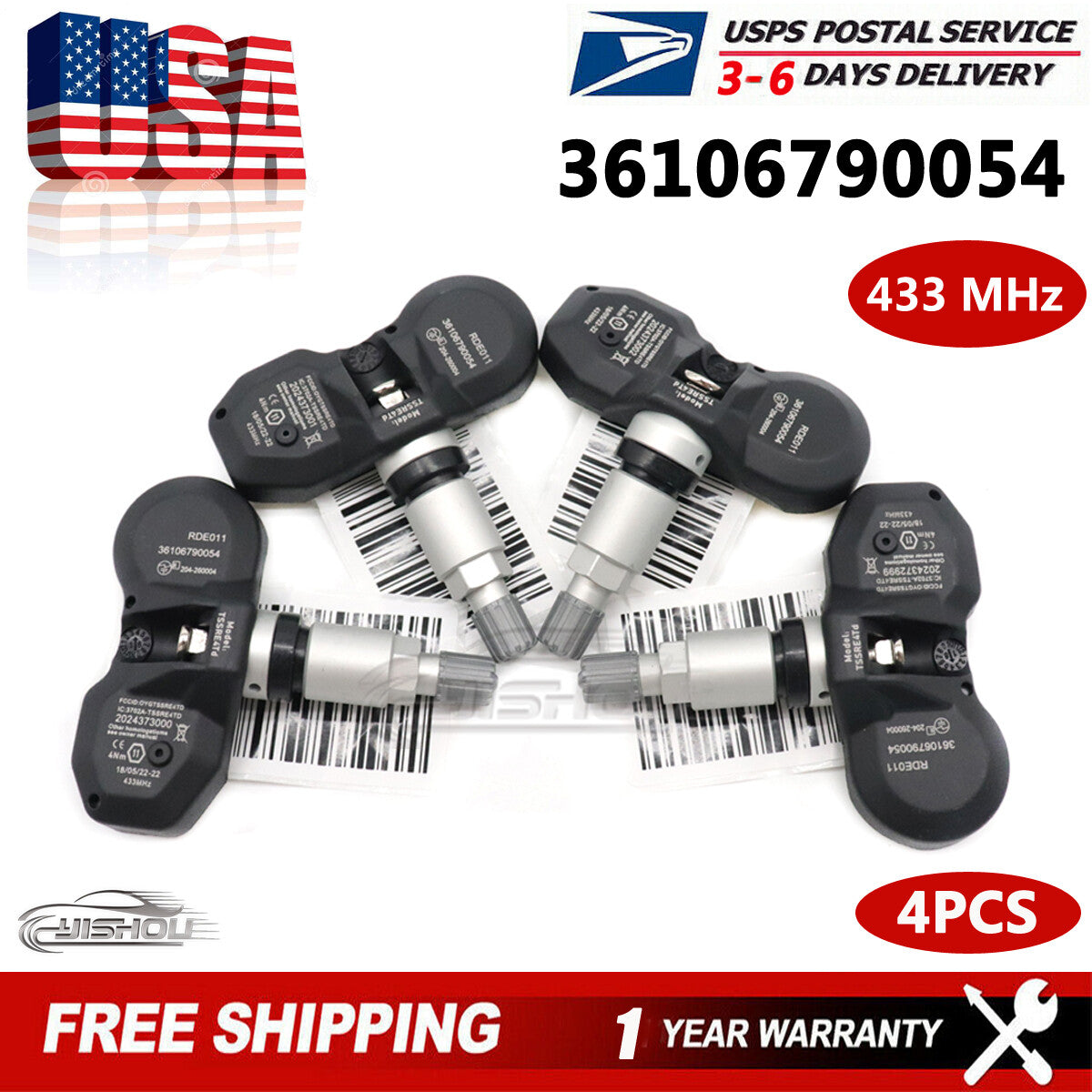 36106790054 Set of (4) 433MHz TPMS TIRE PRESSURE SENSOR for BMW for Mini TS-BM03 US