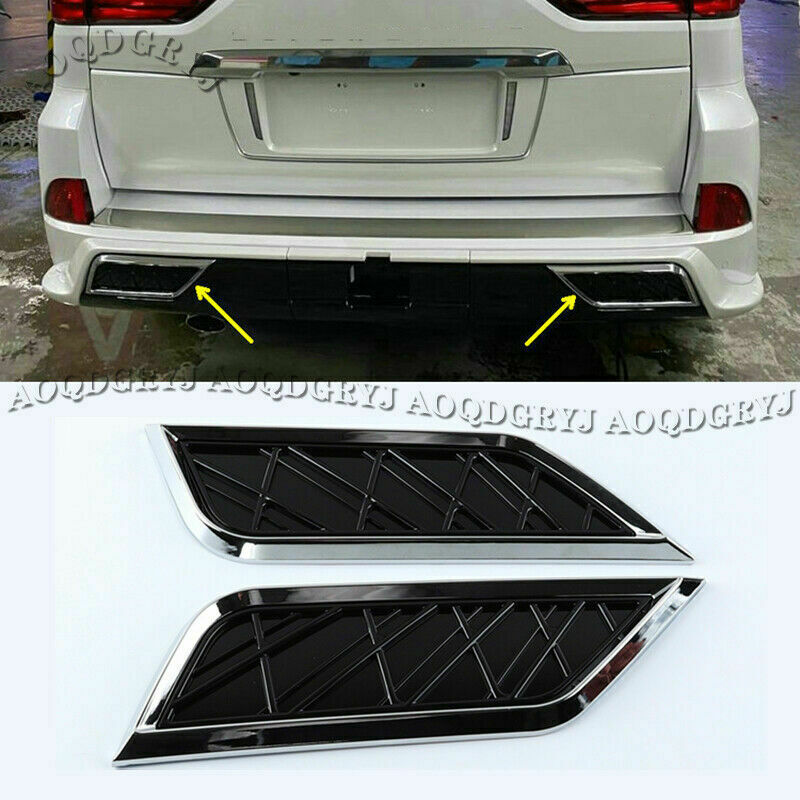 for LEXUS LX570 2016-21 Chrome Rear Bumper Exhaust Trim Cover Super Sport Style