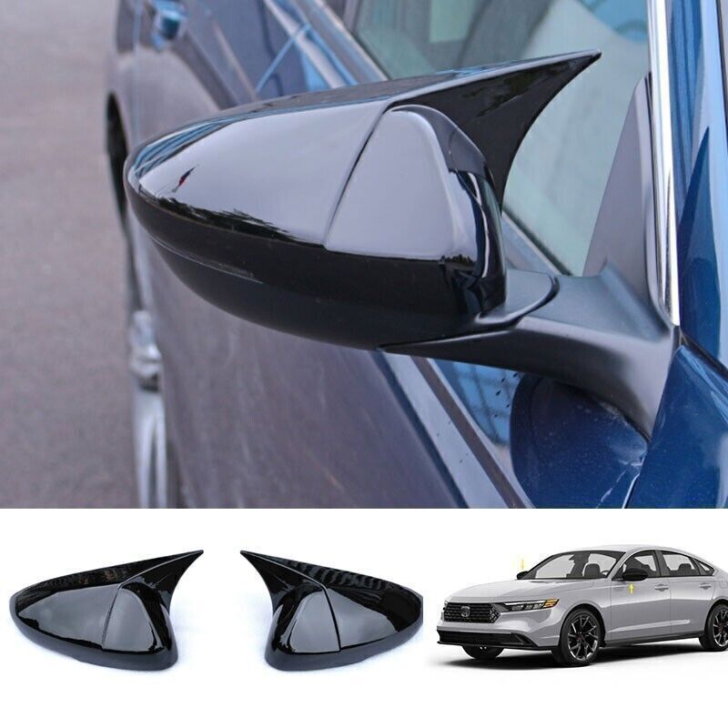 for Honda Accord 23-24 Piano Black Horn Rear View Side Door Mirror Cover Trim 2X