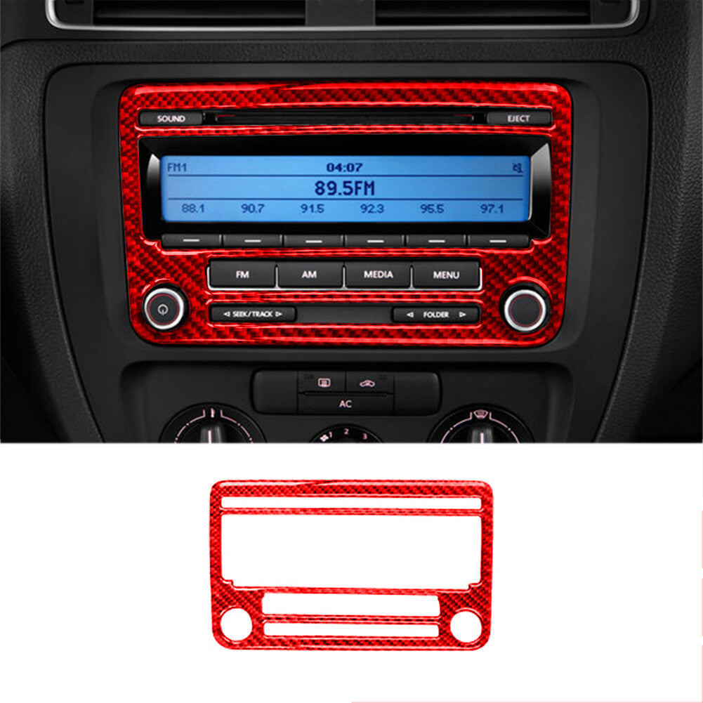 Red Carbon Fiber Radio Without Navigation Trim for Volkswagen for Jetta Sedan 11-14