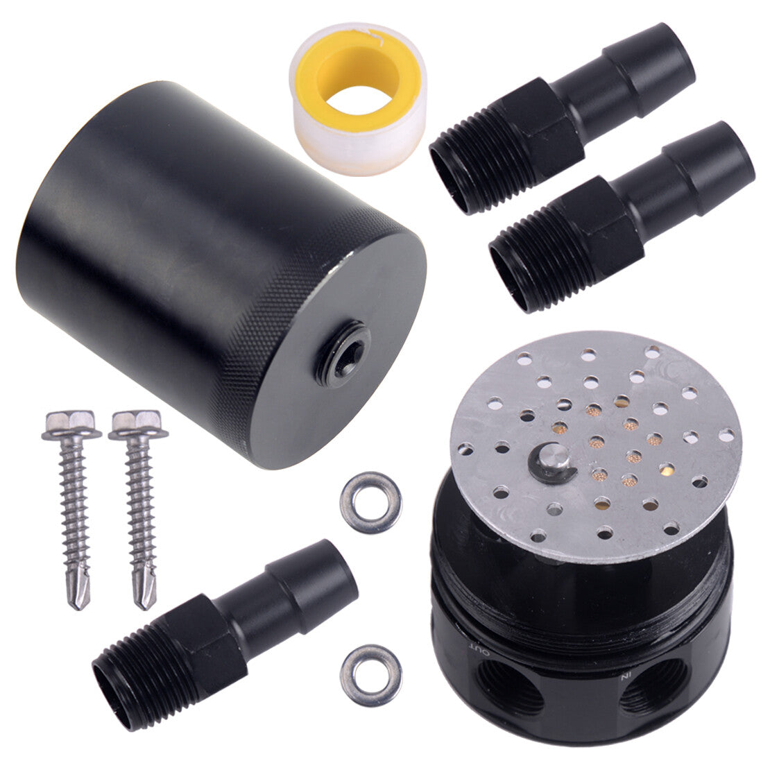 Racing Baffled Aluminum 3-Port Oil Catch Can Tank Reservoir Air-Oil Separator A2