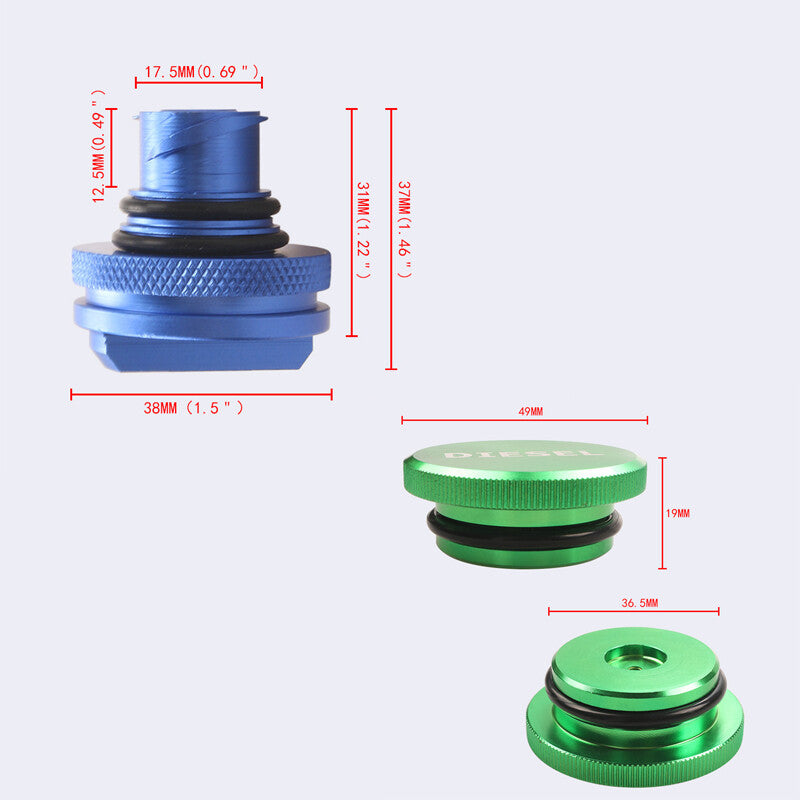 For 13-18 for Dodge for Ram 1500 Diesel Fuel Cap Aluminum Fuel Cap and DEF Cap Kit Q