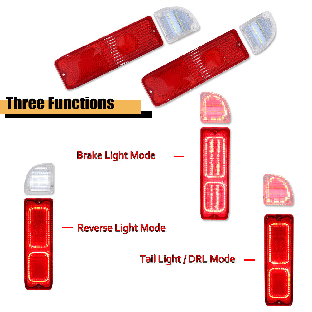 4x Pickup Truck Tail Backup Lights Red White LED with Washers for 67-72 for Chevy and for GMC Trucks - v