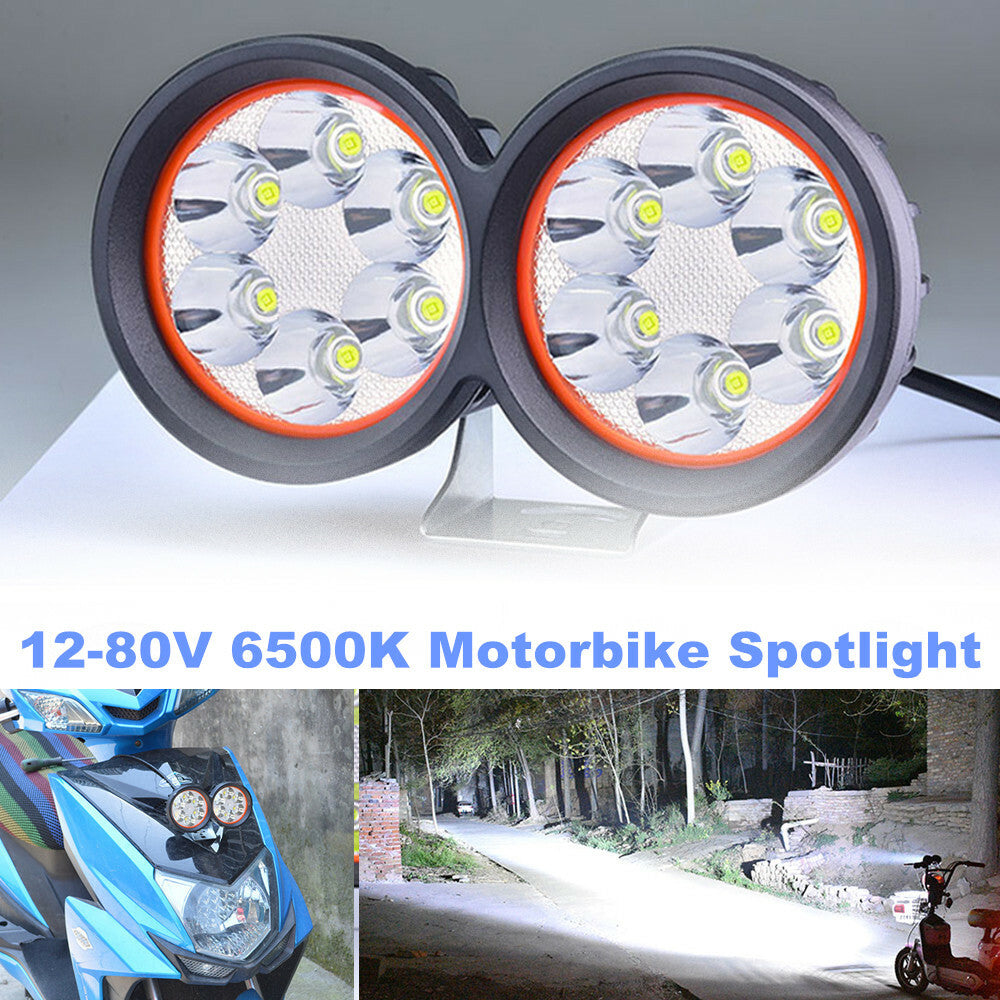 Motorcycle and bicycle LED front dual spotlight headlights, waterproof fog lights. n