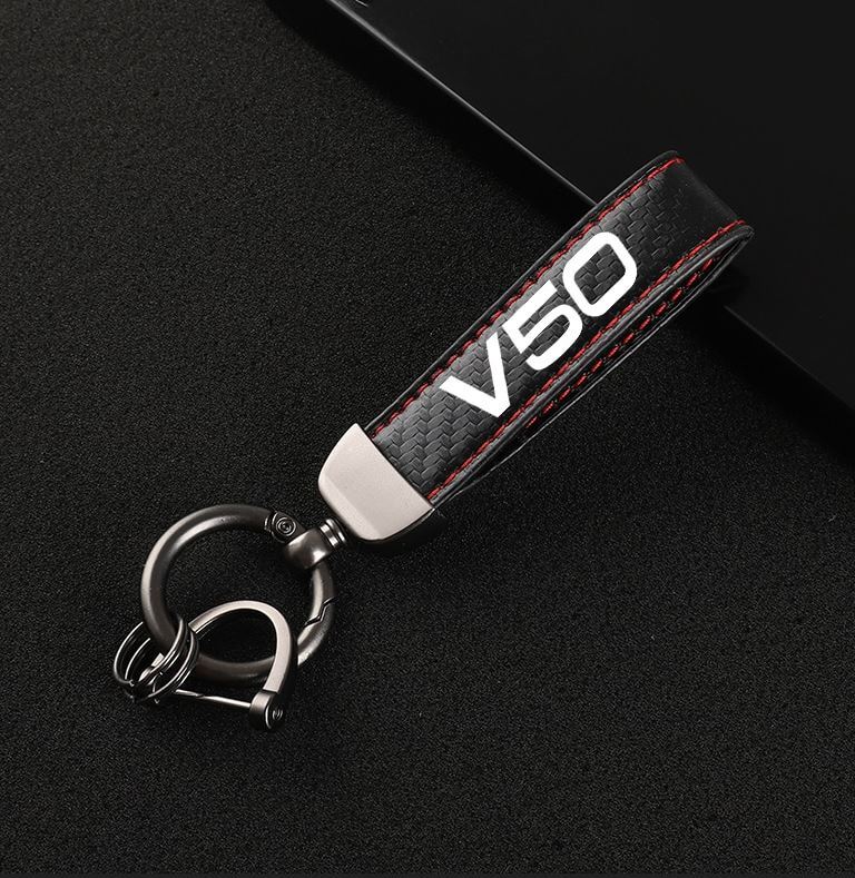 Suitable for V50 car keychains, key rings, key fobs, car accessories, black and red