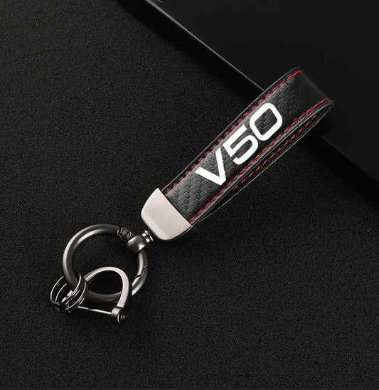 Suitable for V50 car keychains, key rings, key fobs, car accessories, black and red