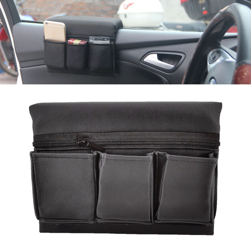 Leather storage pocket for car SUV window armrests - Phone holder n