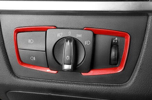 2PCS Frame Trim Red ABS Headlight Switch Control for BMW 3 4 Series GT 2013-2019
