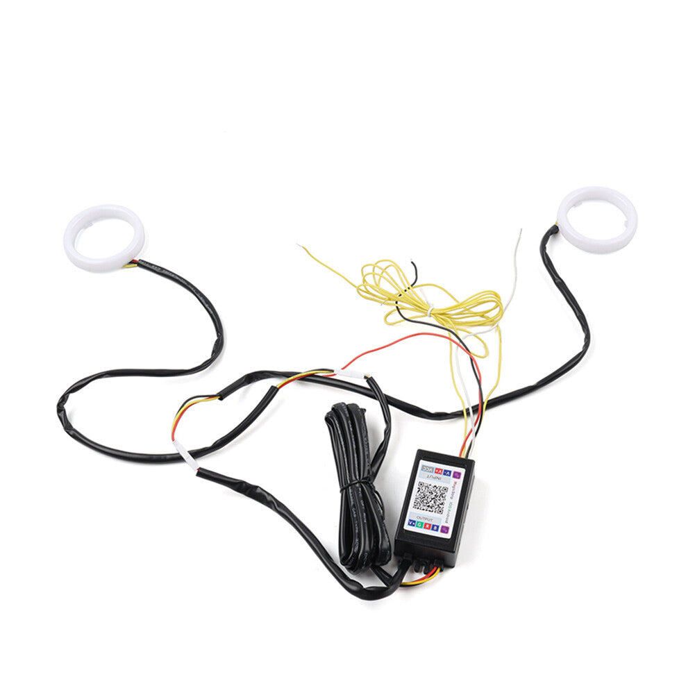 Phone Control Angel Eye Lights RGB Halo Rings Headlight DRL Retrofit