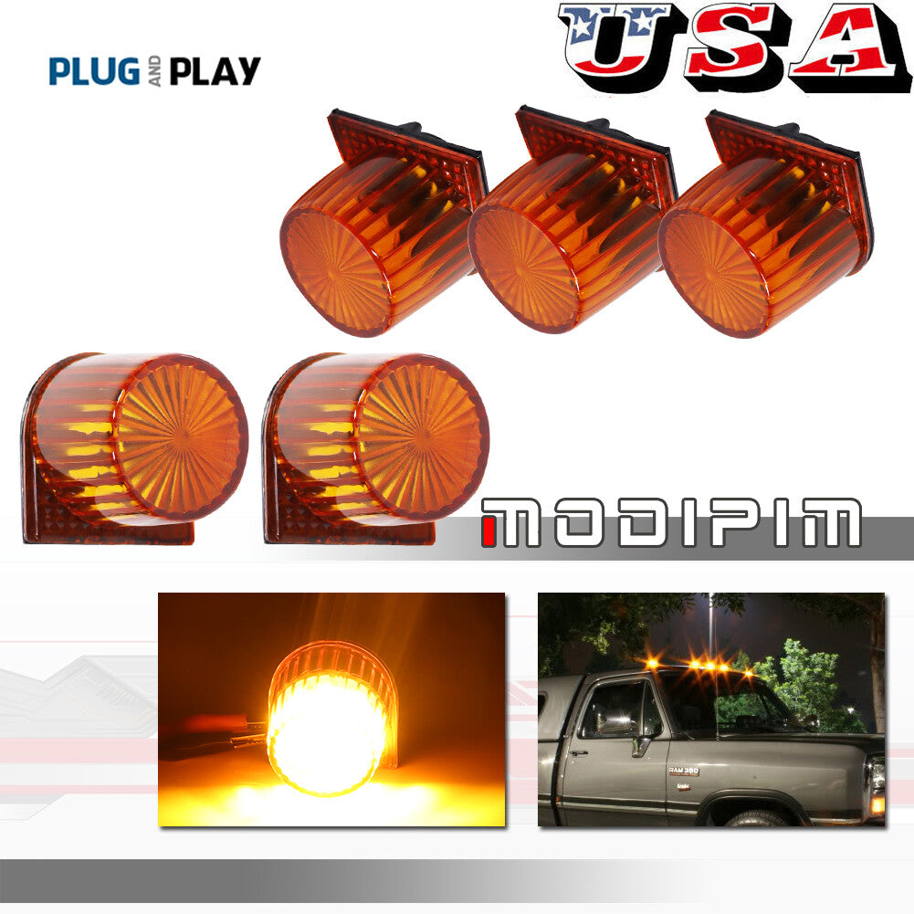 5-piece set of full LED roof cab clearance lights suitable for 84-93 D150 D250 D350 W150 W250 W350