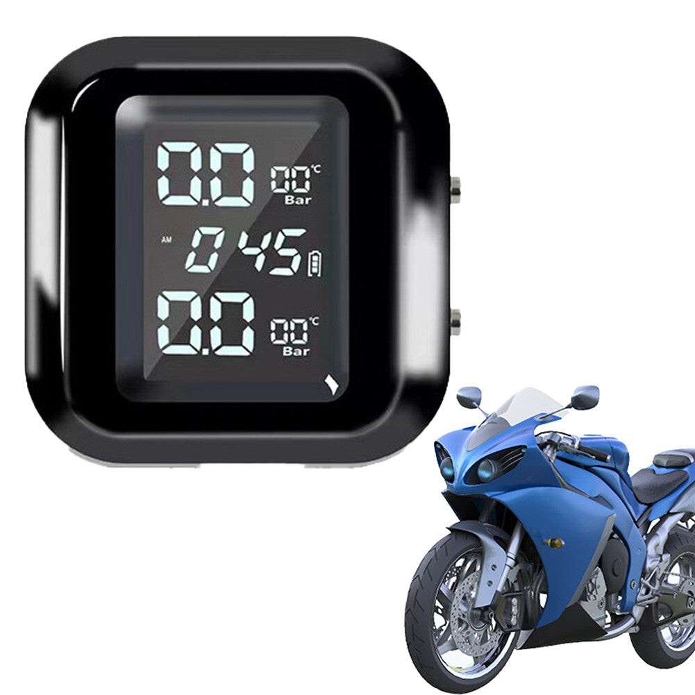 Motorcycle TPMS LCD Wireless Tyre Temperature Tire Pressure Monitor Alarm System
