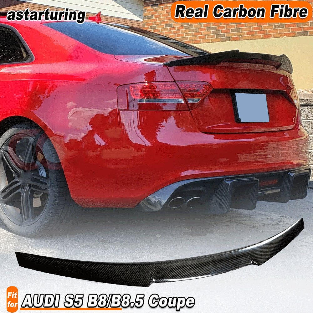 Fit for AUDI S5 B8/B8.5 Coupe 2008-17 Real Carbon Fiber Rear Trunk Spoiler Wing