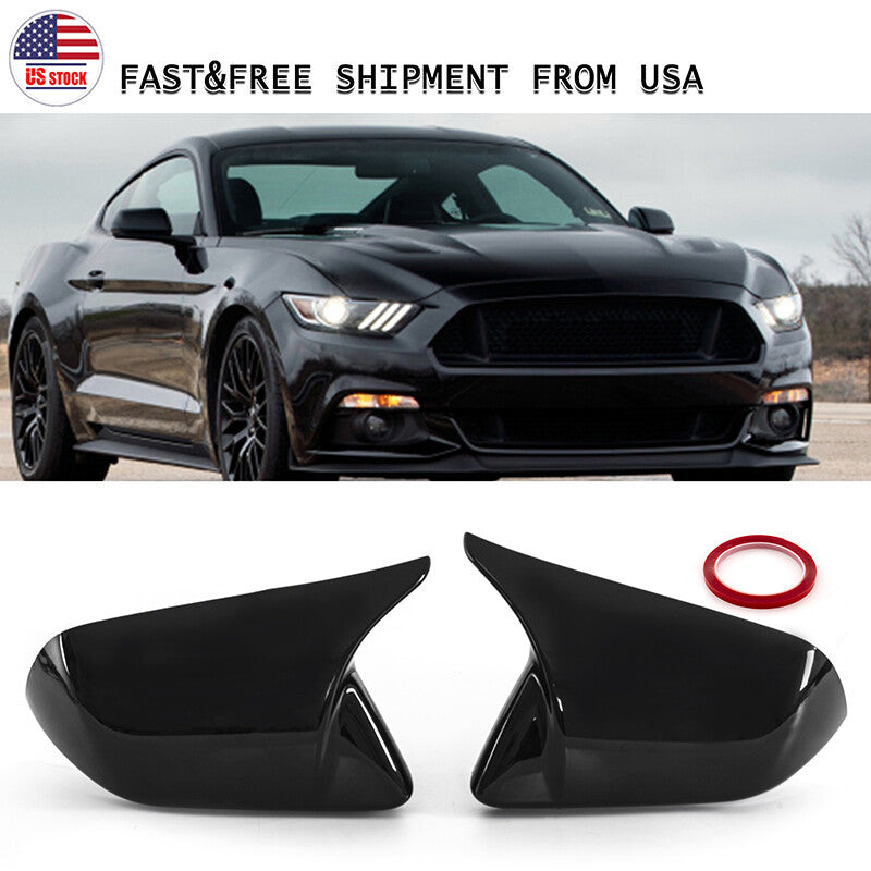 for Ford for Mustang 2015-2020, rearview mirror cover wing cover shell trim in black.