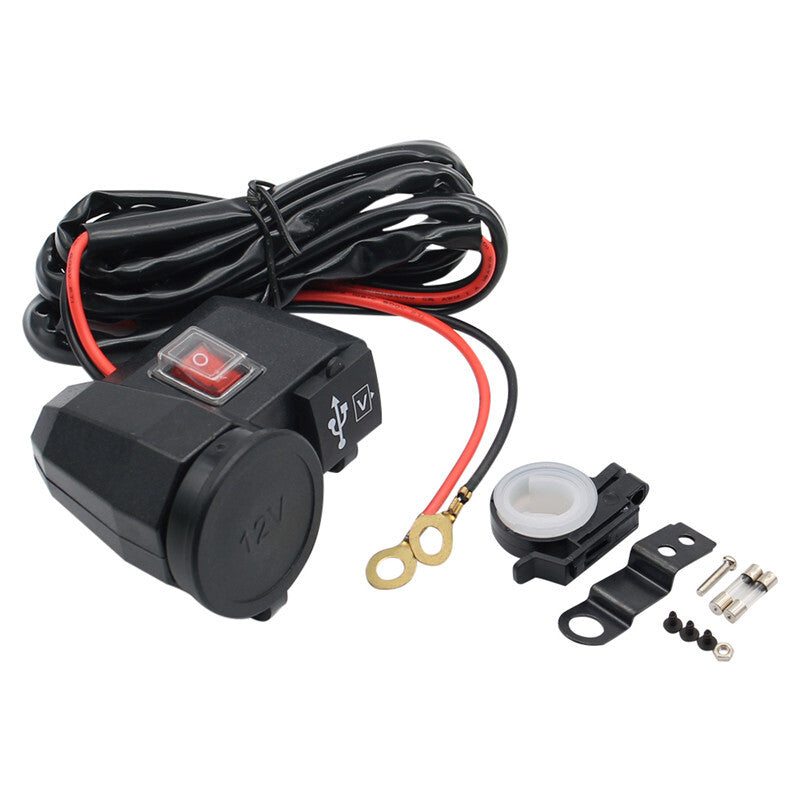 Motorcycle 12V Cigarette Lighter 5V USB Power Port Adaptor Outlet Socket Charger